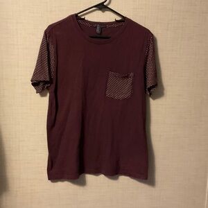 Men's Burgundy Polka Dot Short Sleeve Tee